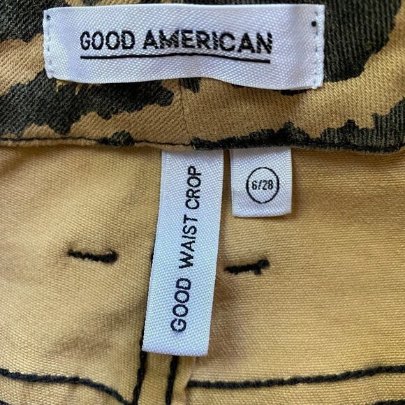 𝅺GOOD American BNWT "Good Waist Crop" Animal Jeans - Picture 10 of 13